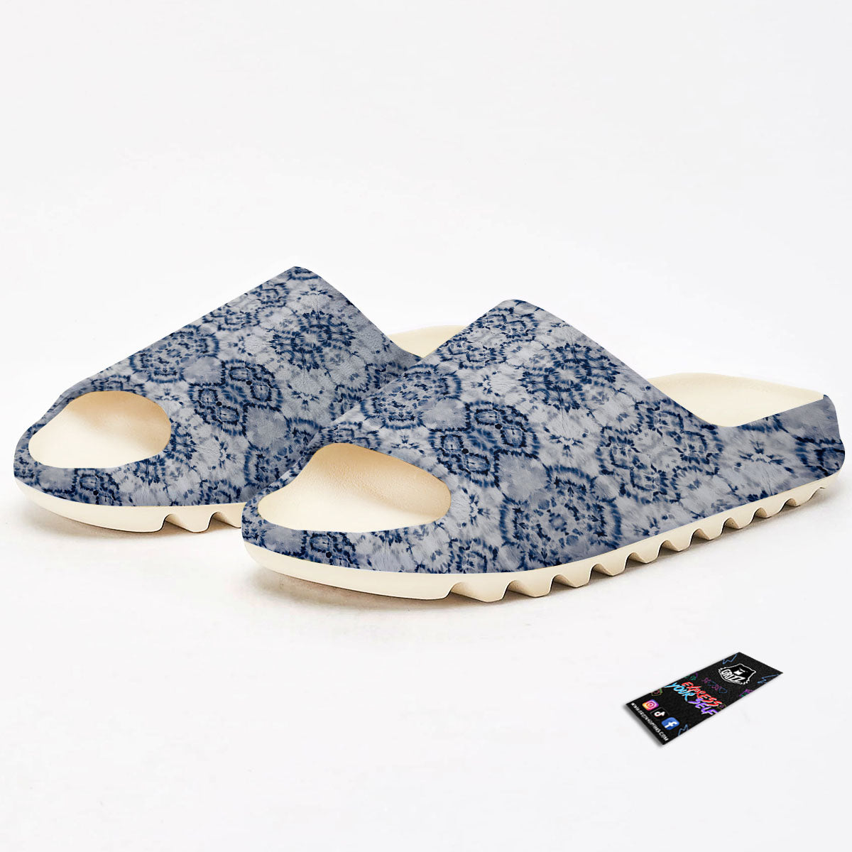 Shibori Watercolor Print Pattern Sandals-grizzshop