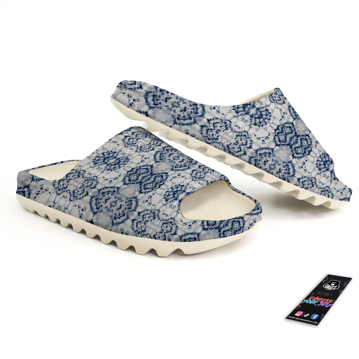 Shibori Watercolor Print Pattern Sandals-grizzshop