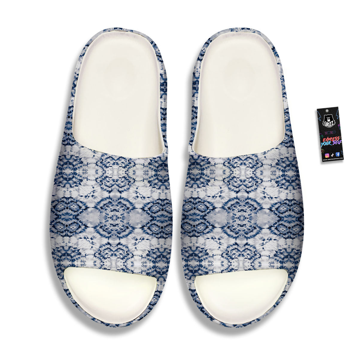 Shibori Watercolor Print Pattern Sandals-grizzshop