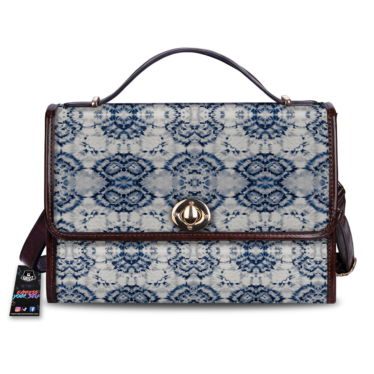 Shibori Watercolor Print Pattern Women's Satchel Bag