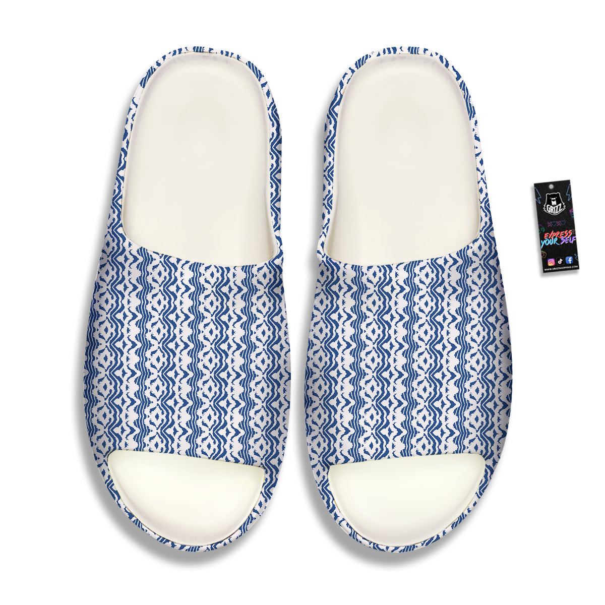 Shibori Wave Print Pattern Sandals-grizzshop