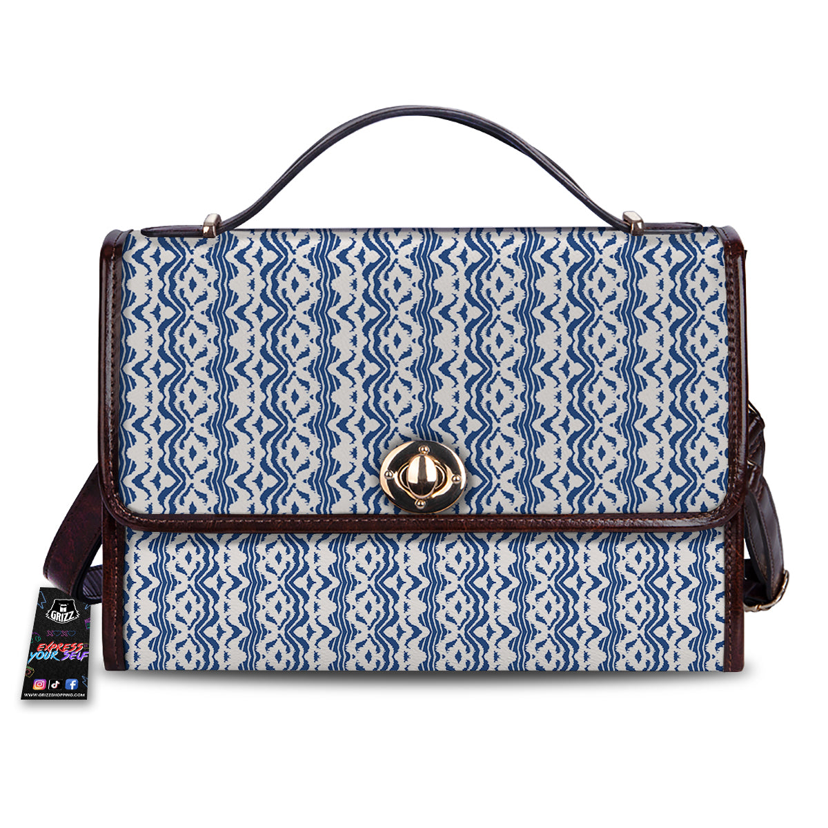 Shibori Wave Print Pattern Women's Satchel Bag