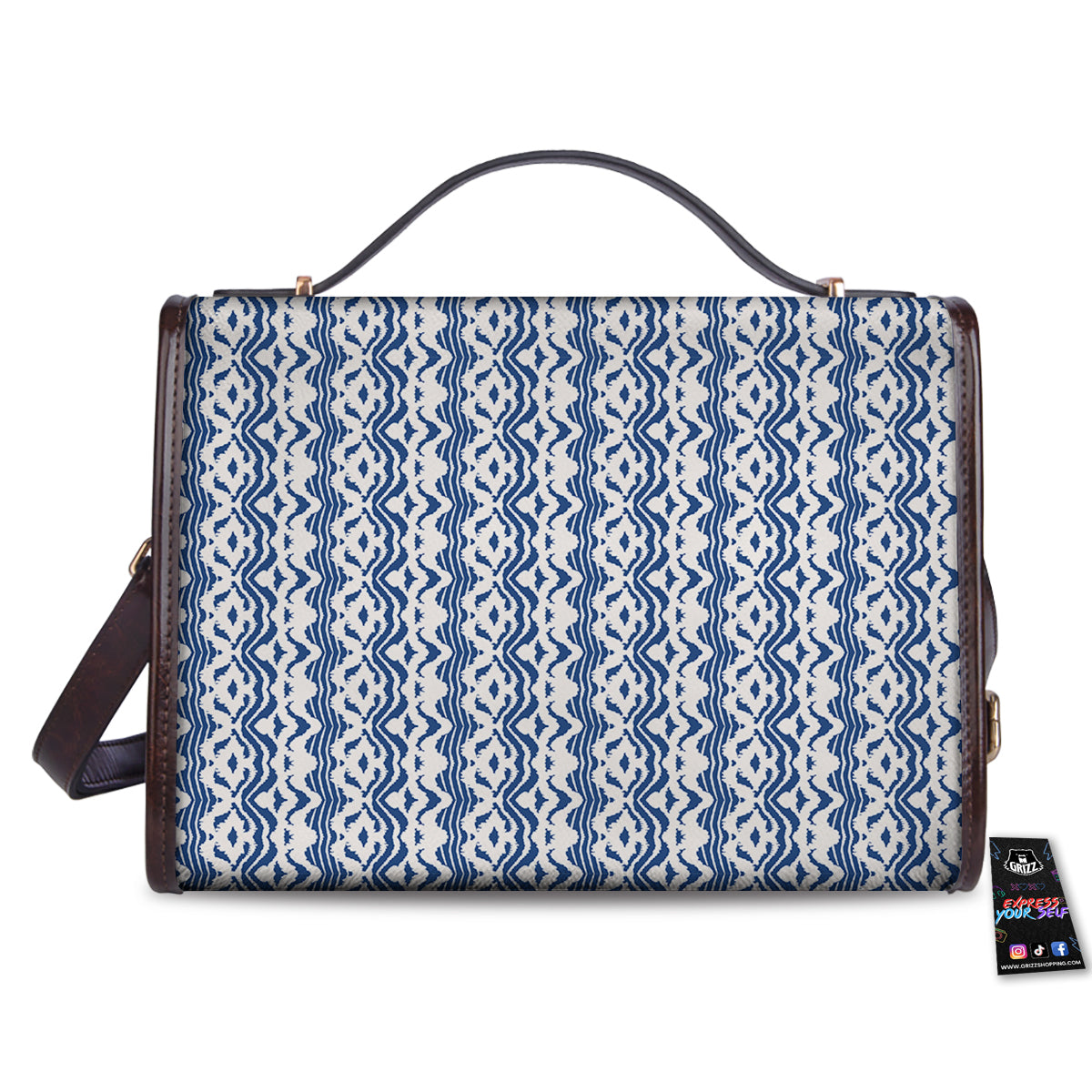 Shibori Wave Print Pattern Women's Satchel Bag
