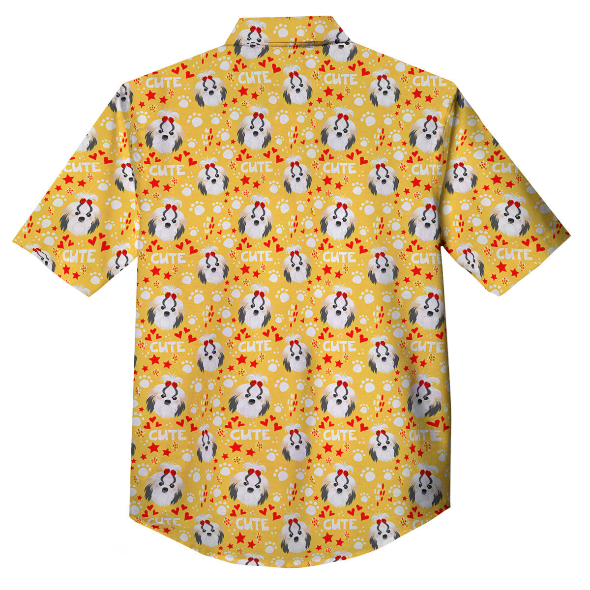 Shih Tzu Cartoon Print Pattern Button Up Shirt-grizzshop