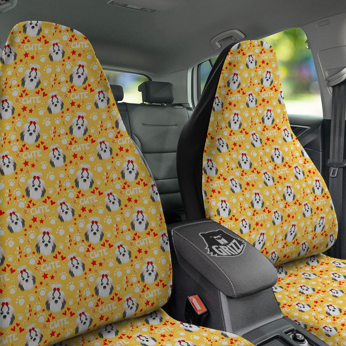Shih Tzu Cartoon Print Pattern Car Seat Covers-grizzshop