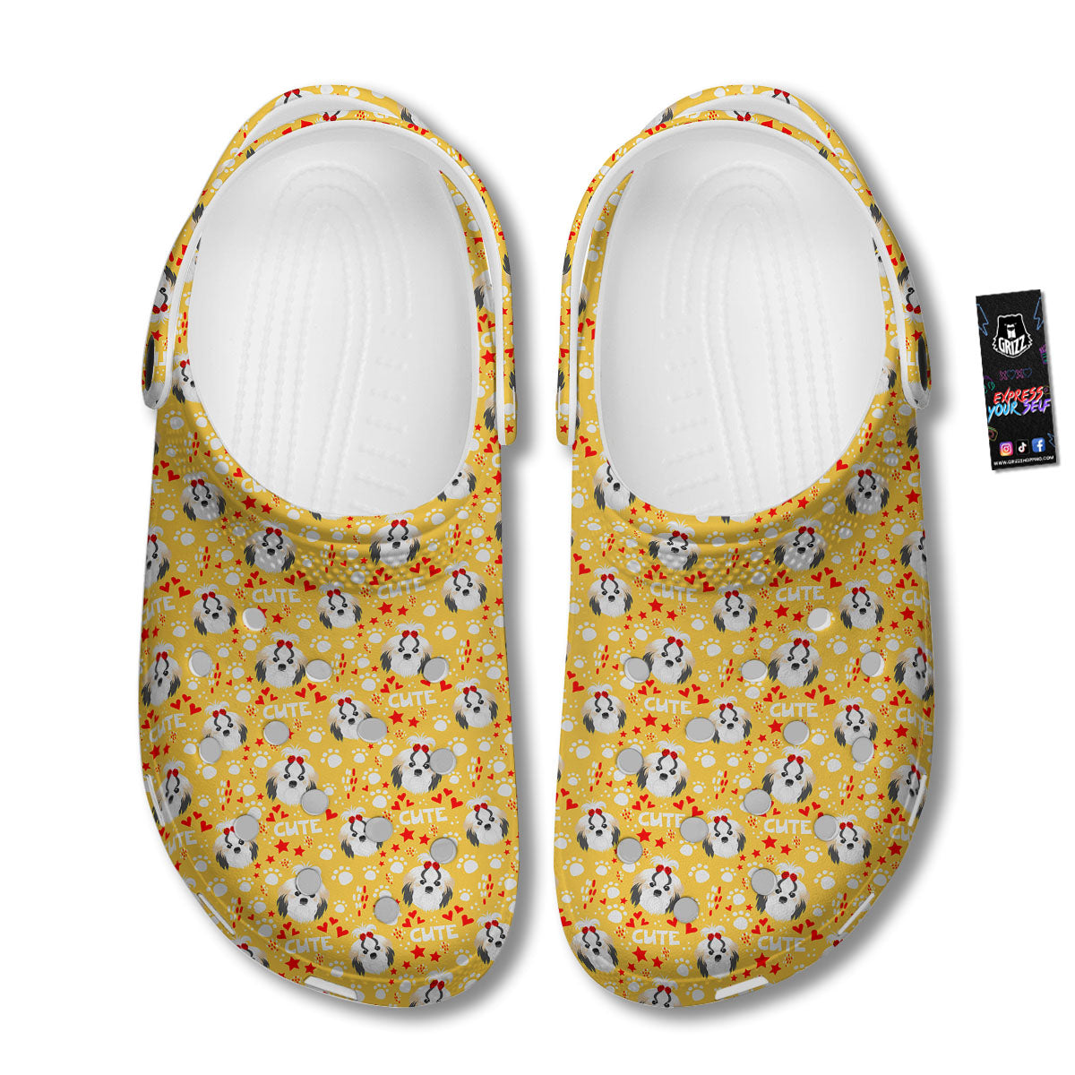 Shih Tzu Cartoon Print Pattern Clog-grizzshop