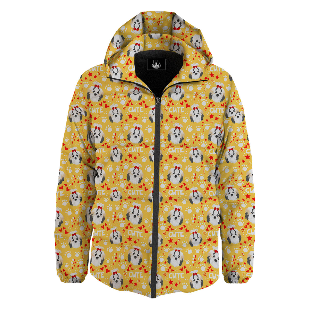 Shih Tzu Cartoon Print Pattern Down Jacket-grizzshop