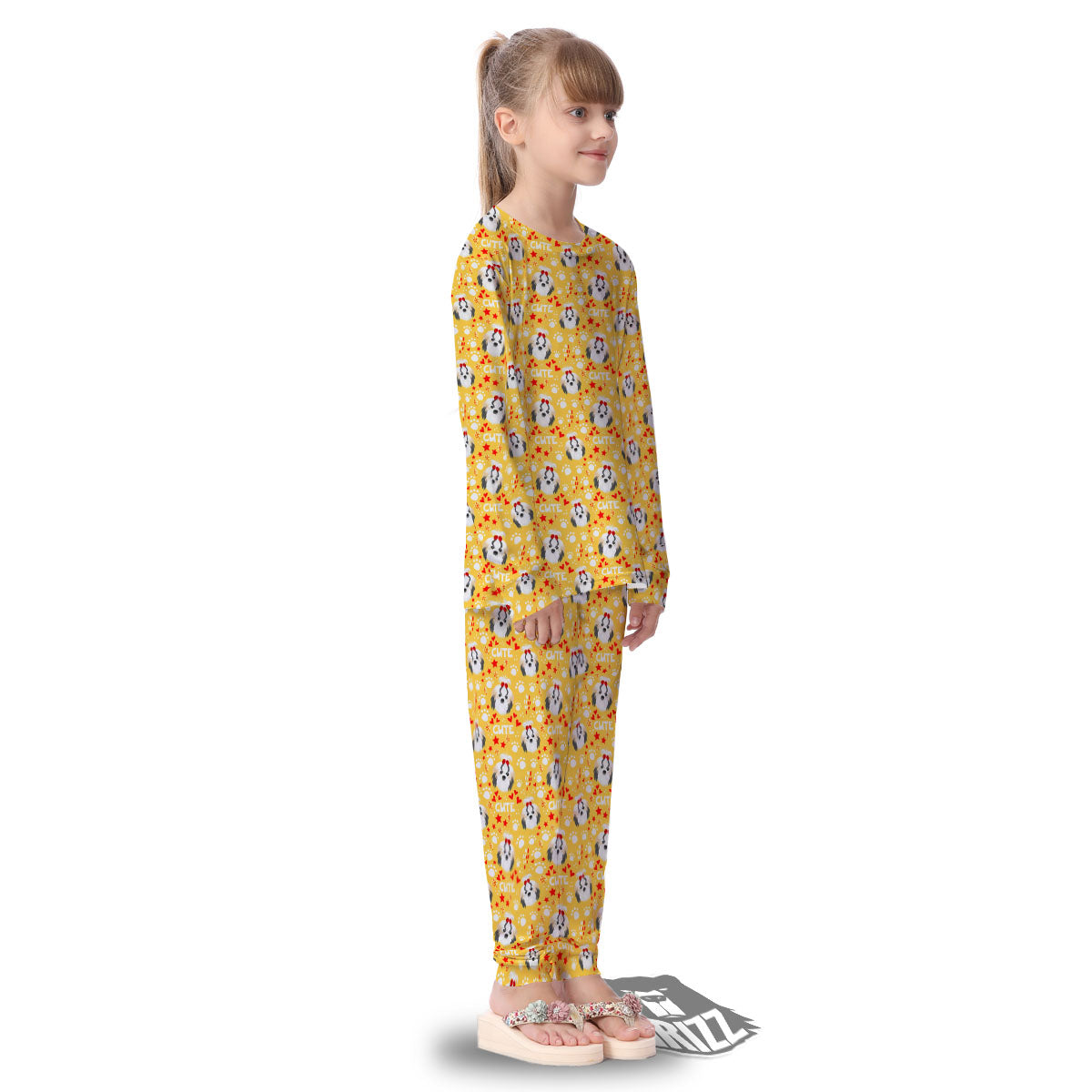 Shih Tzu Cartoon Print Pattern Kid's Pajamas-grizzshop
