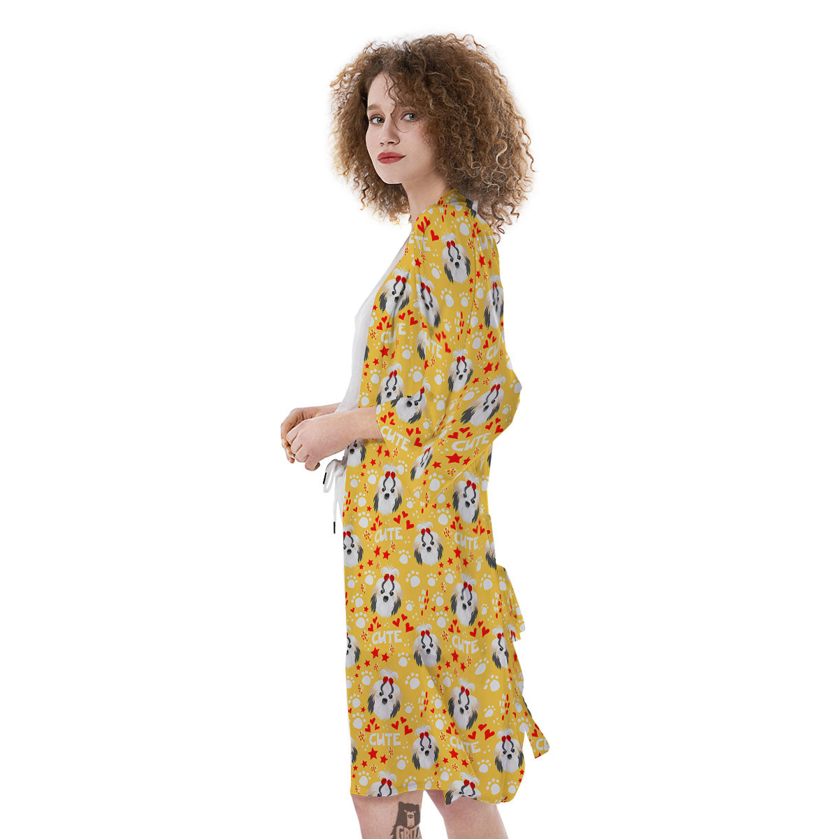 Shih Tzu Cartoon Print Pattern Kimono-grizzshop