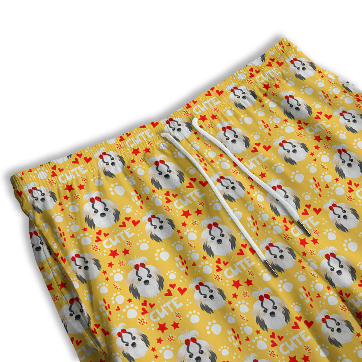 Shih Tzu Cartoon Print Pattern Men's Athletic Shorts