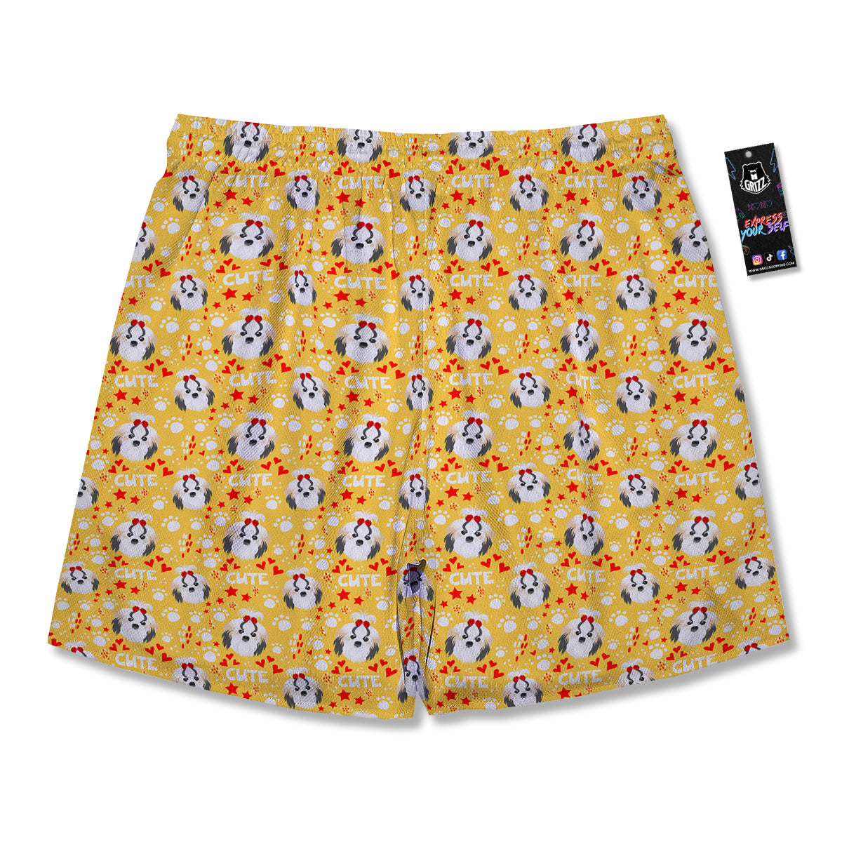 Shih Tzu Cartoon Print Pattern Men's Running Shorts-grizzshop