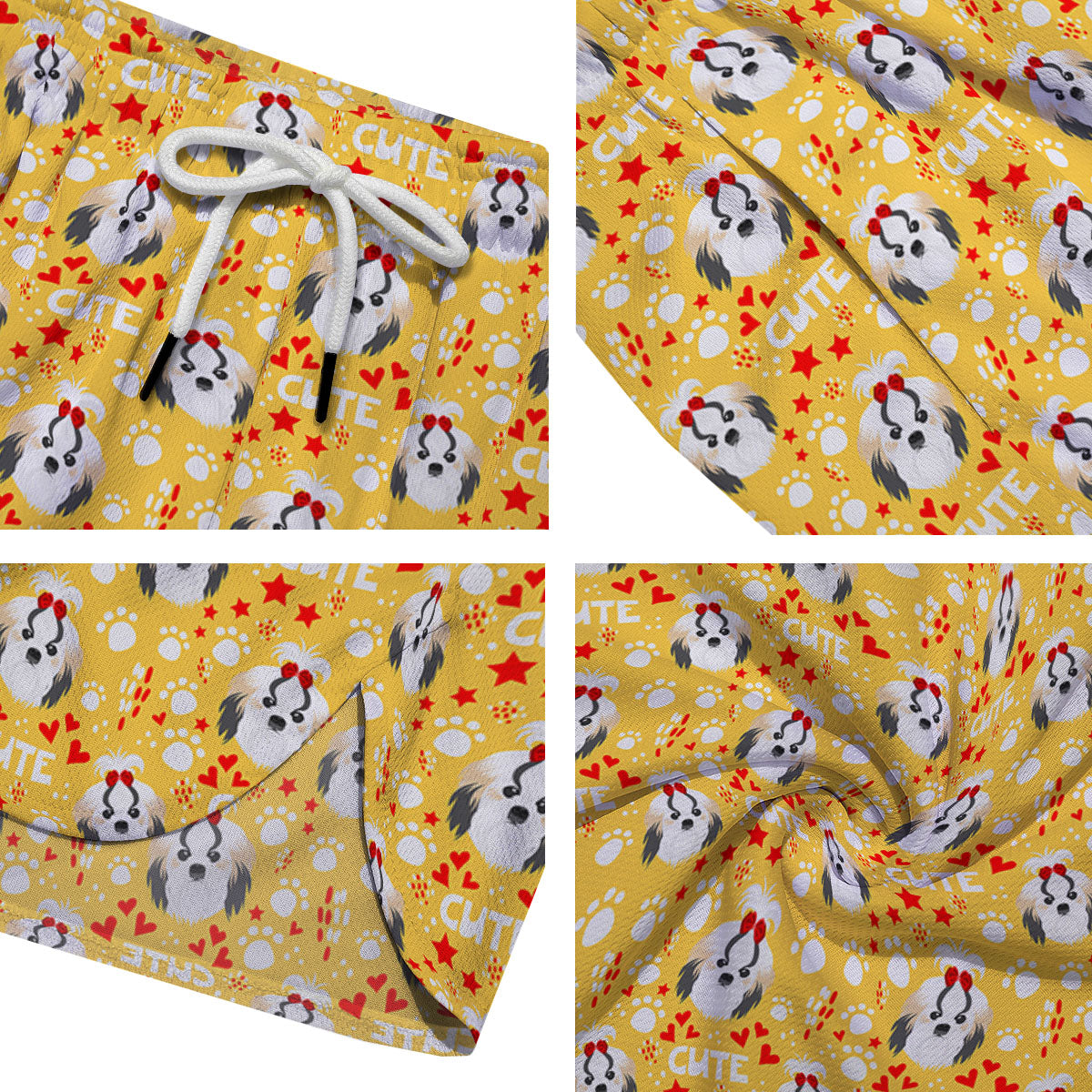 Shih Tzu Cartoon Print Pattern Men's Running Shorts-grizzshop