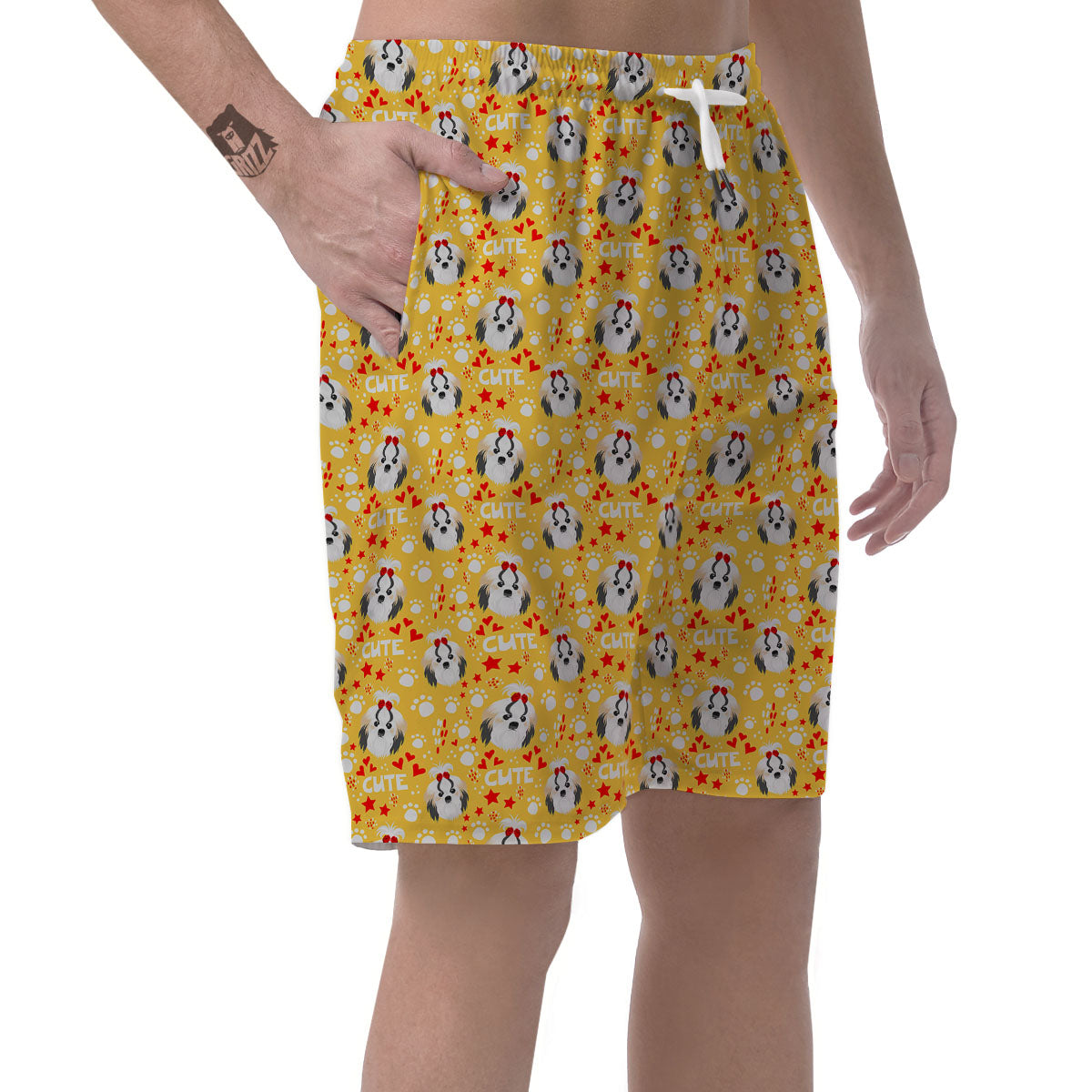 Shih Tzu Cartoon Print Pattern Men's Shorts-grizzshop