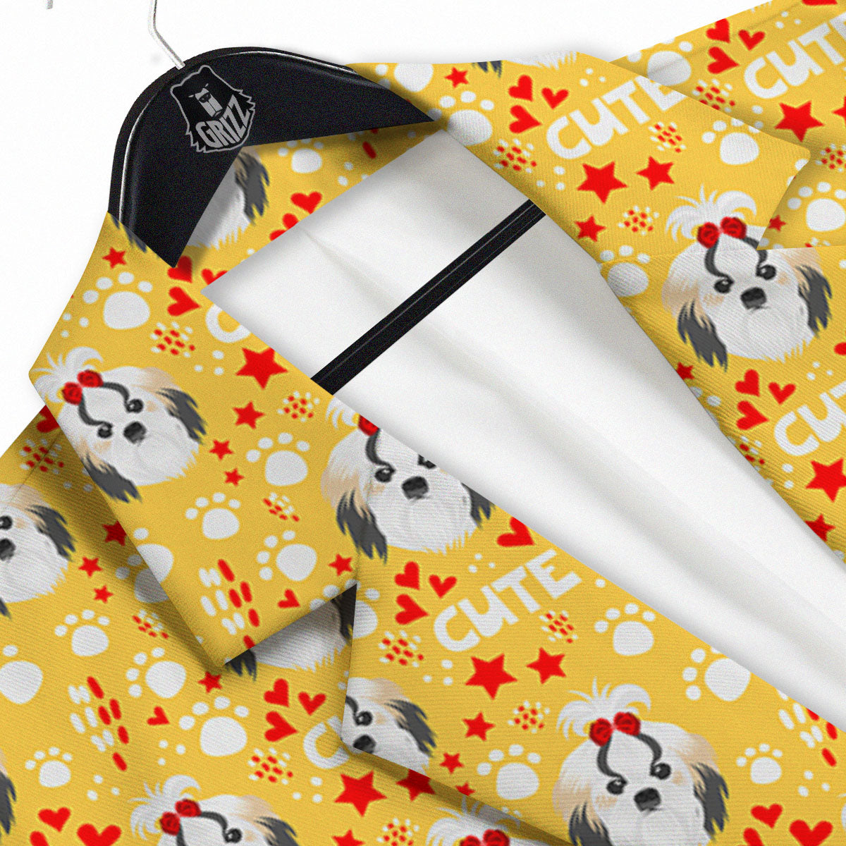 Shih Tzu Cartoon Print Pattern Men's Sport Coat-grizzshop