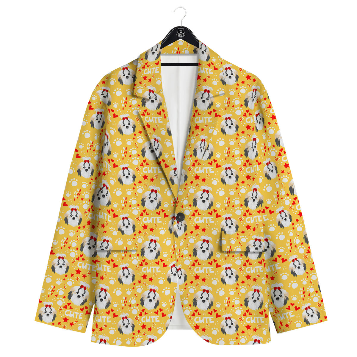 Shih Tzu Cartoon Print Pattern Men's Sport Coat-grizzshop