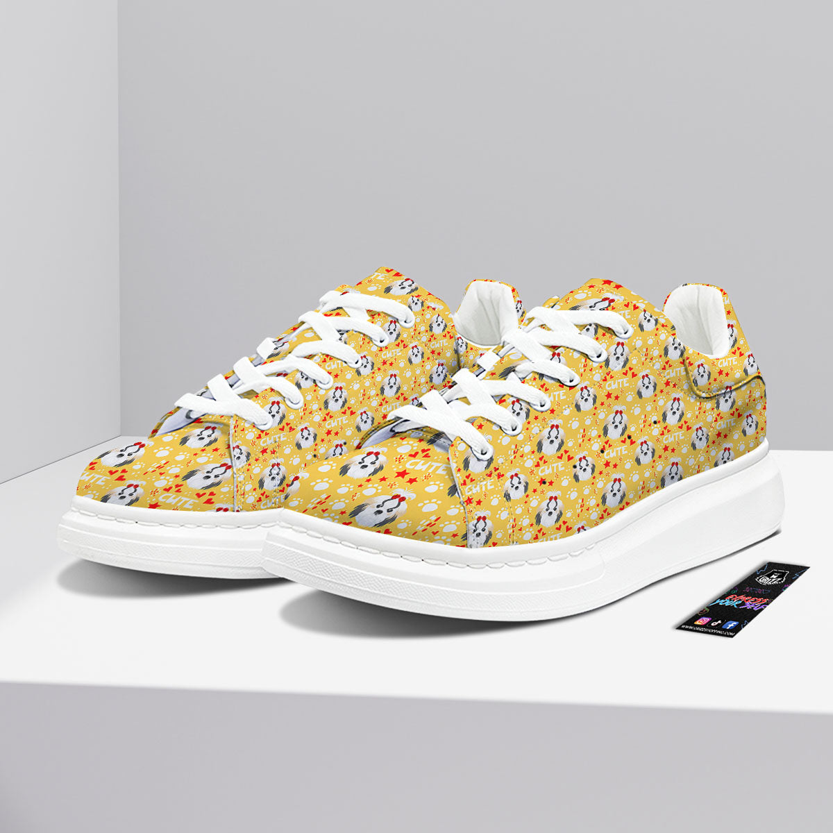 Shih Tzu Cartoon Print Pattern Platform Shoes-grizzshop