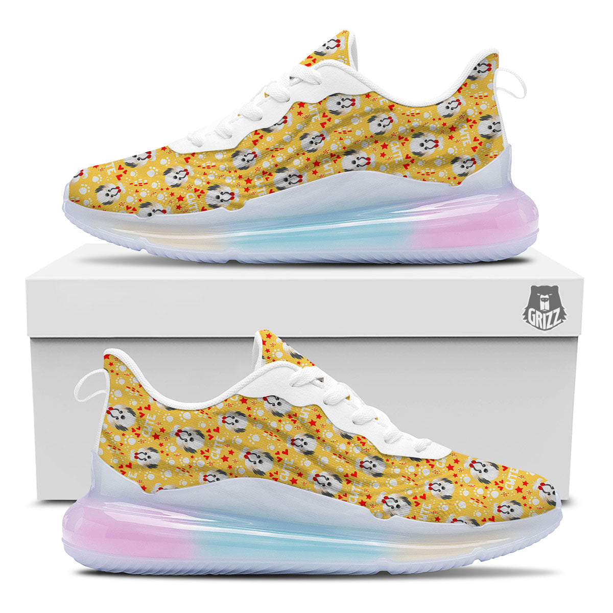 Shih Tzu Cartoon Print Pattern Running Sneakers-grizzshop