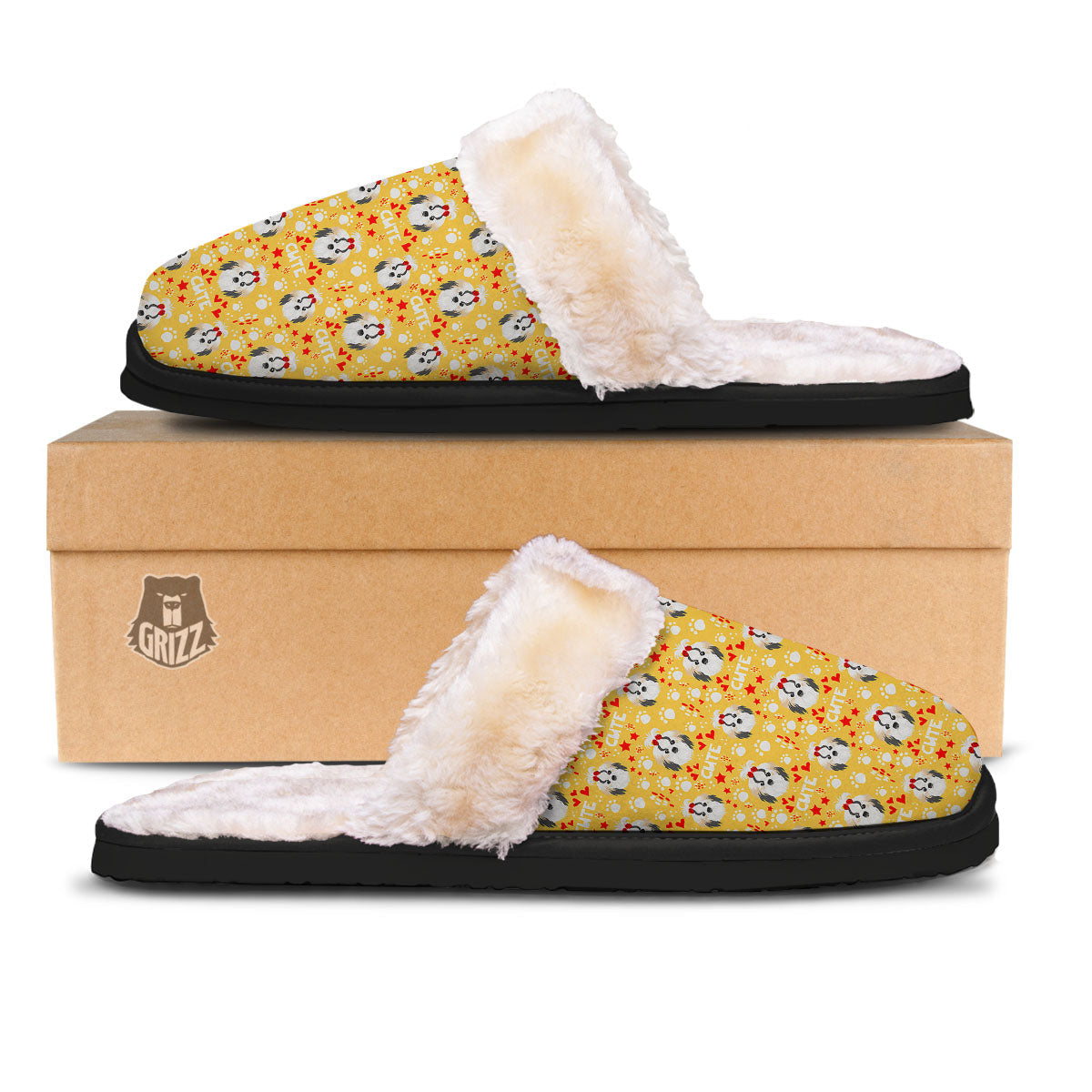 Shih Tzu Cartoon Print Pattern Slippers-grizzshop