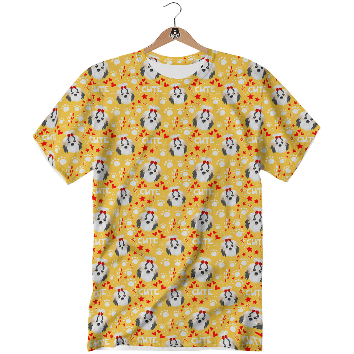Shih Tzu Cartoon Print Pattern T-Shirt-grizzshop