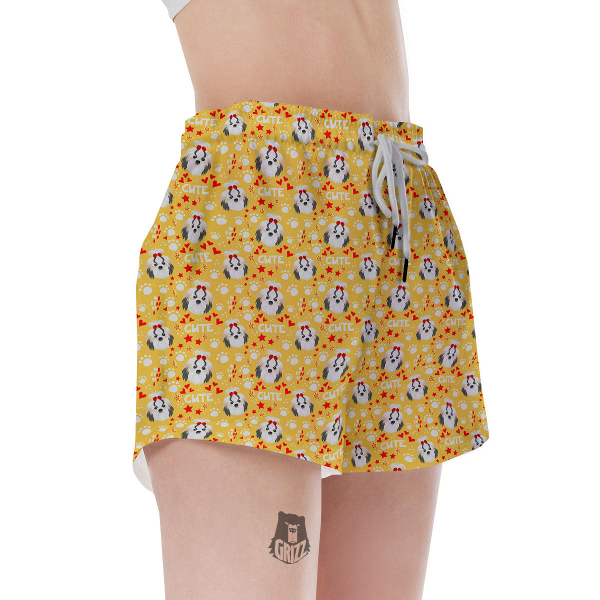 Shih Tzu Cartoon Print Pattern Women's Shorts-grizzshop