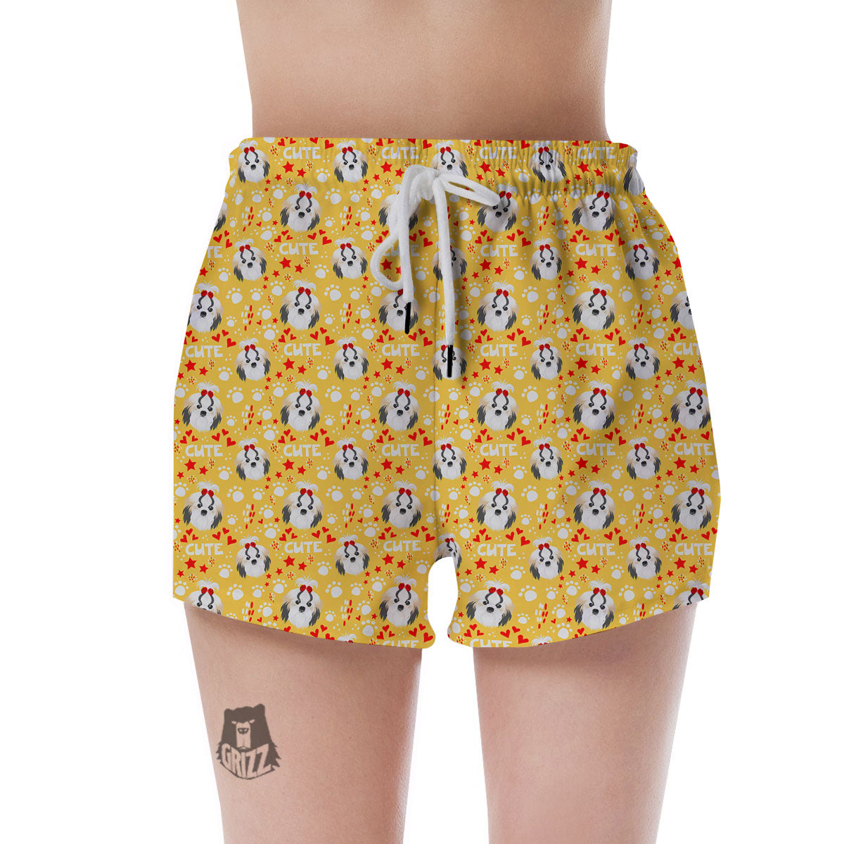 Shih Tzu Cartoon Print Pattern Women's Shorts-grizzshop