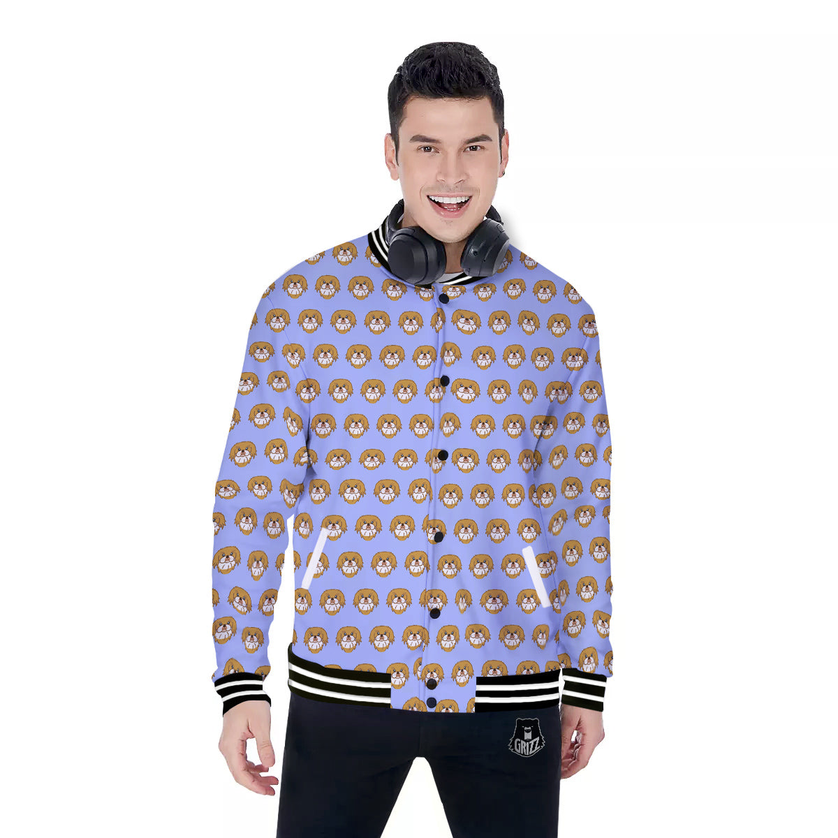 Shih Tzu Cute Print Pattern Baseball Jacket-grizzshop