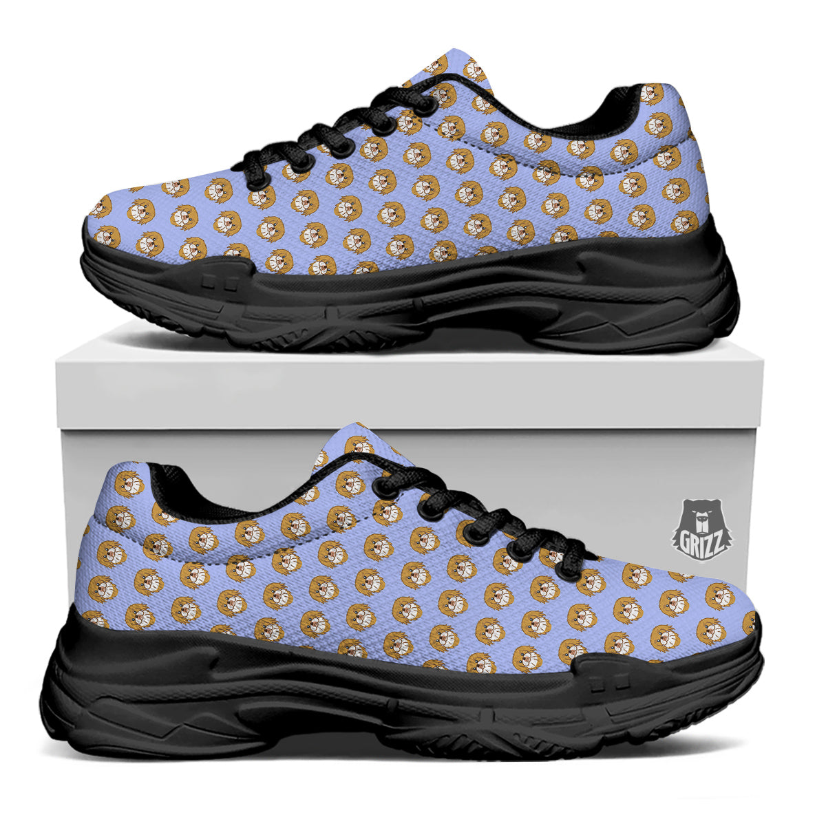 Shih Tzu Cute Print Pattern Black Chunky Shoes-grizzshop