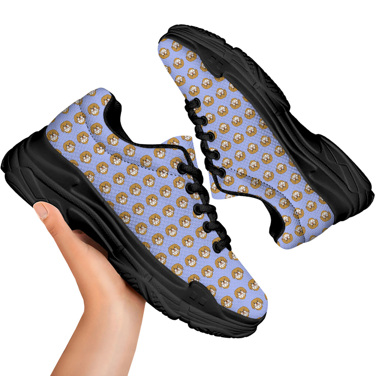 Shih Tzu Cute Print Pattern Black Chunky Shoes-grizzshop