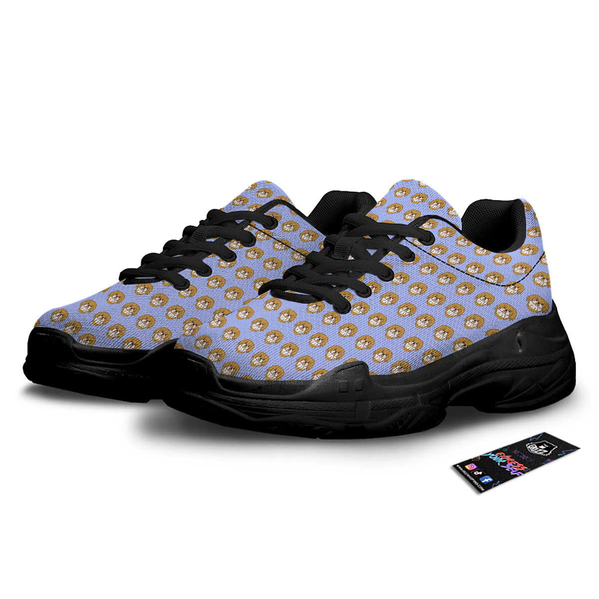 Shih Tzu Cute Print Pattern Black Chunky Shoes-grizzshop