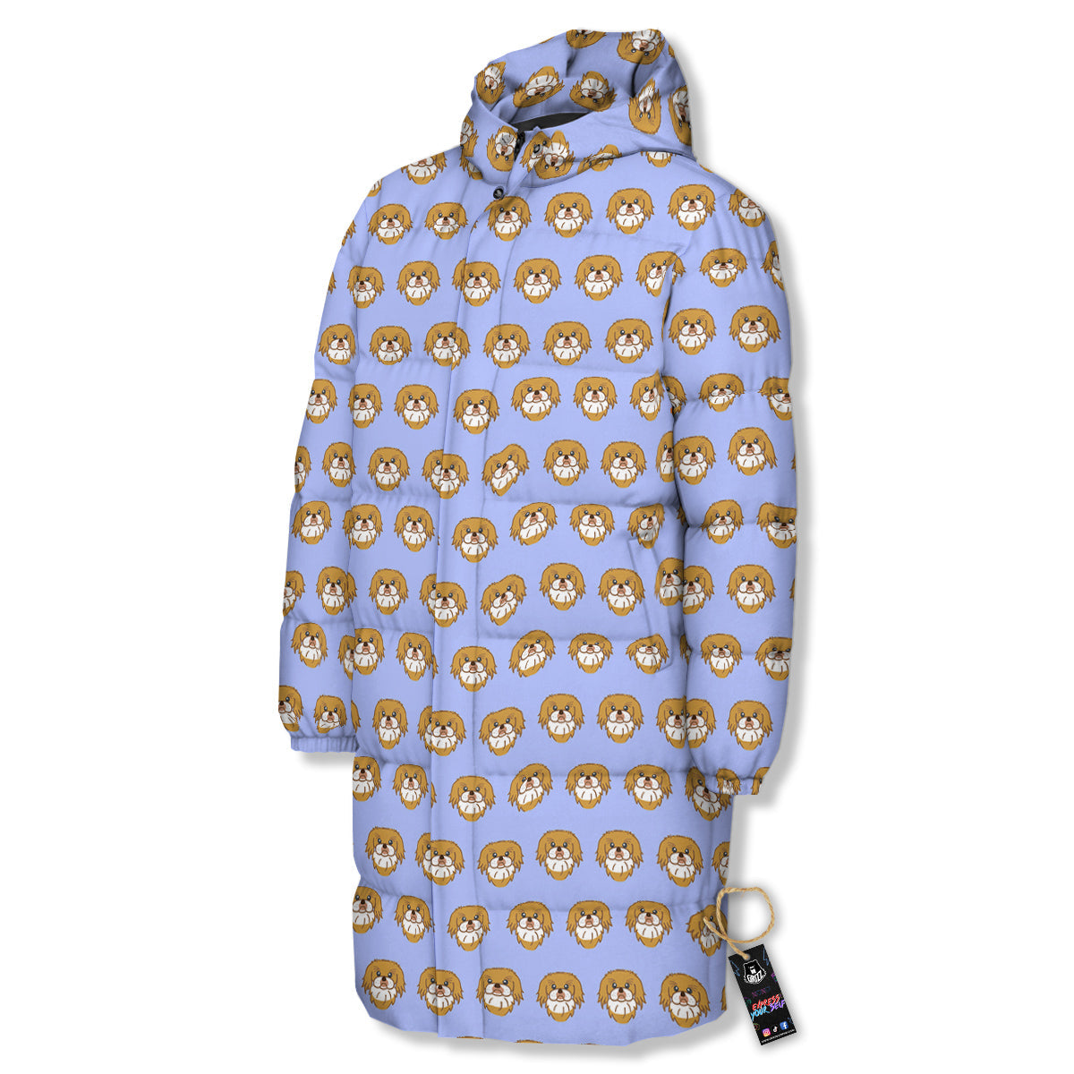Shih Tzu Cute Print Pattern Long Down Jacket-grizzshop