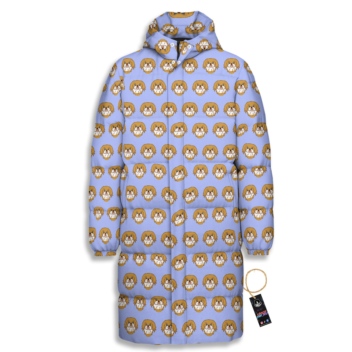Shih Tzu Cute Print Pattern Long Down Jacket-grizzshop