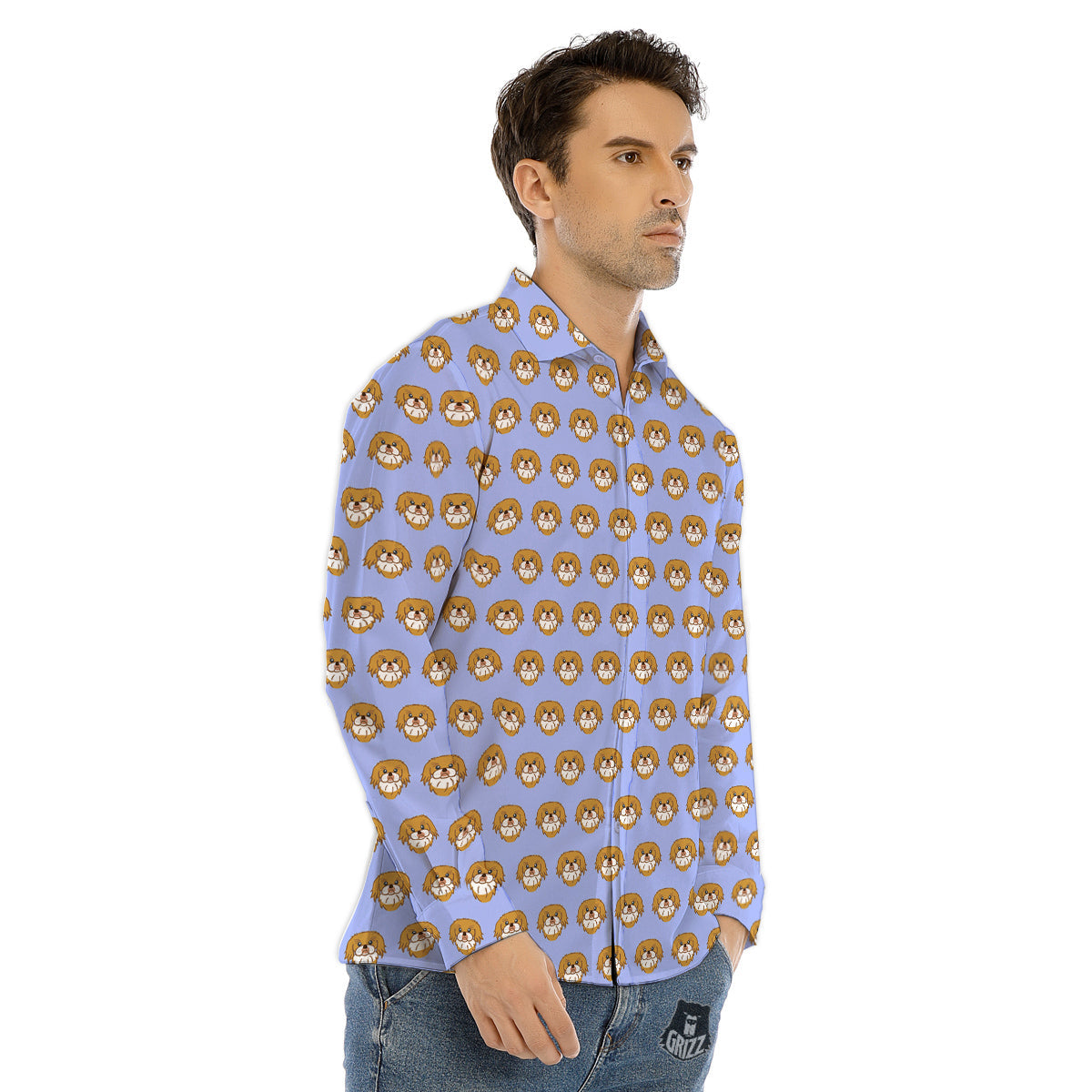 Shih Tzu Cute Print Pattern Men's Dress Shirts-grizzshop
