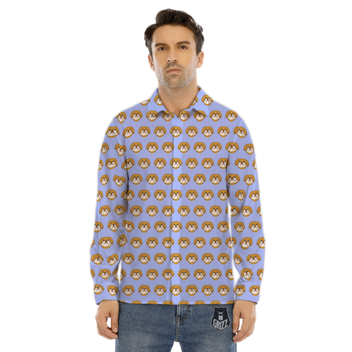 Shih Tzu Cute Print Pattern Men's Dress Shirts-grizzshop