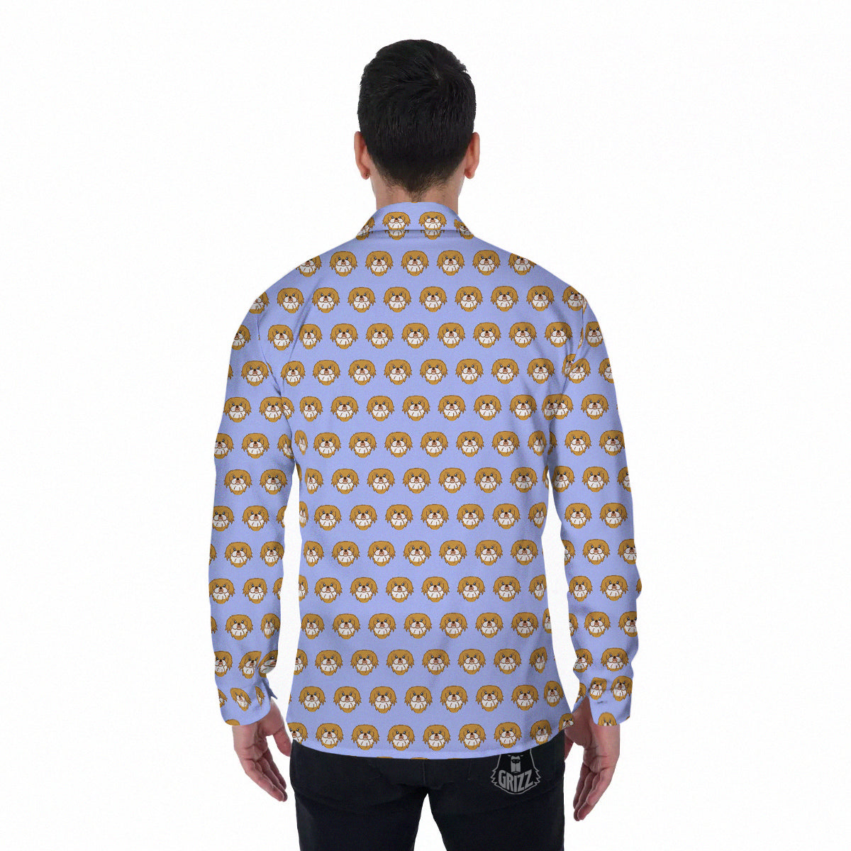 Shih Tzu Cute Print Pattern Men's Long Sleeve Shirts-grizzshop