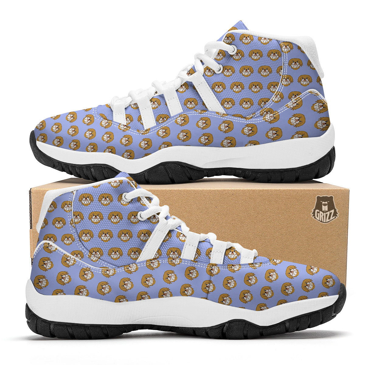 Shih Tzu Cute Print Pattern White Bball Shoes-grizzshop