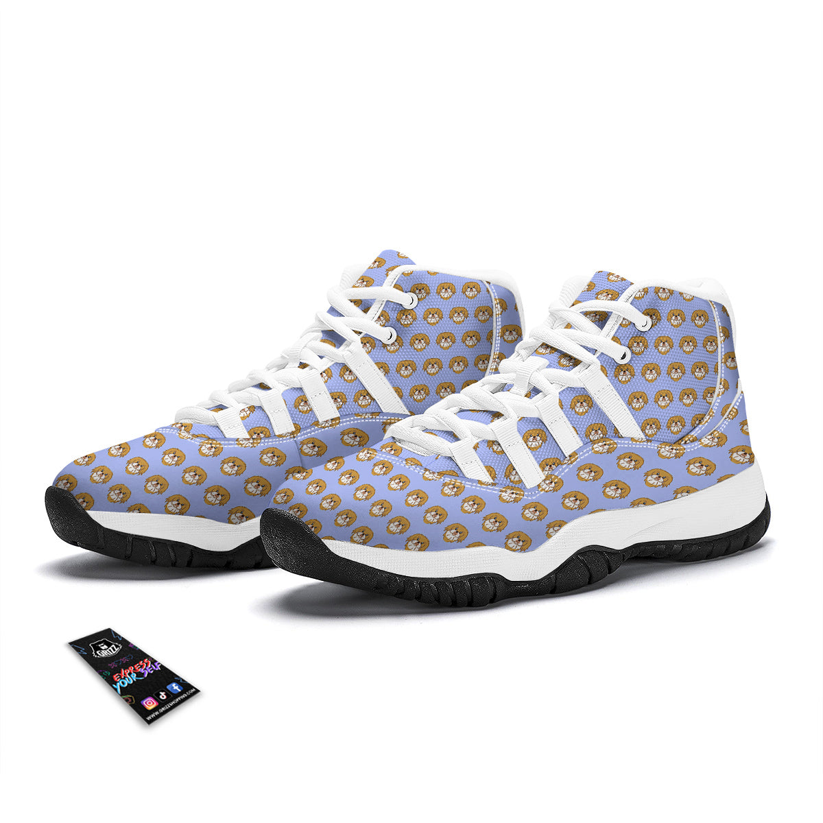 Shih Tzu Cute Print Pattern White Bball Shoes-grizzshop