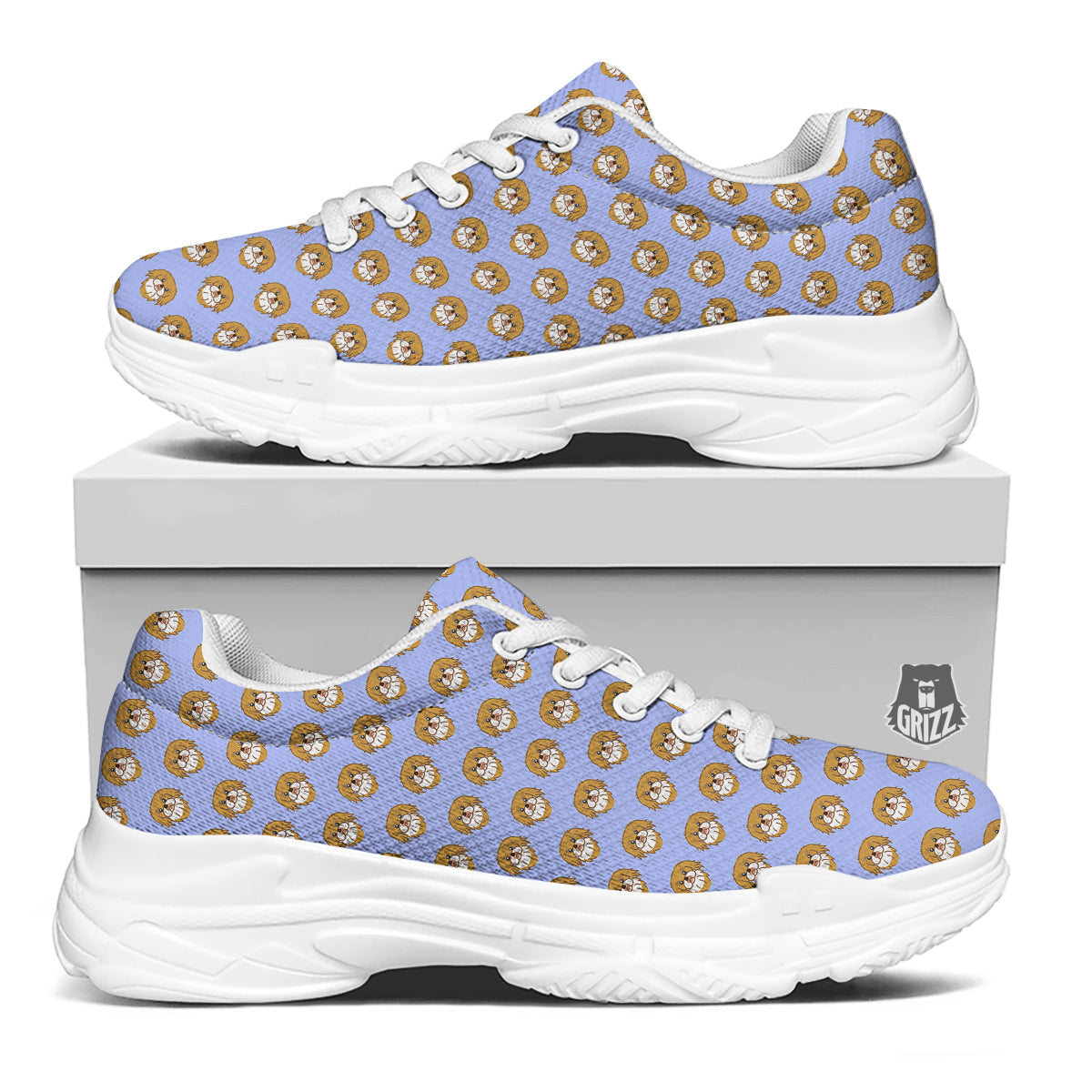 Shih Tzu Cute Print Pattern White Chunky Shoes-grizzshop