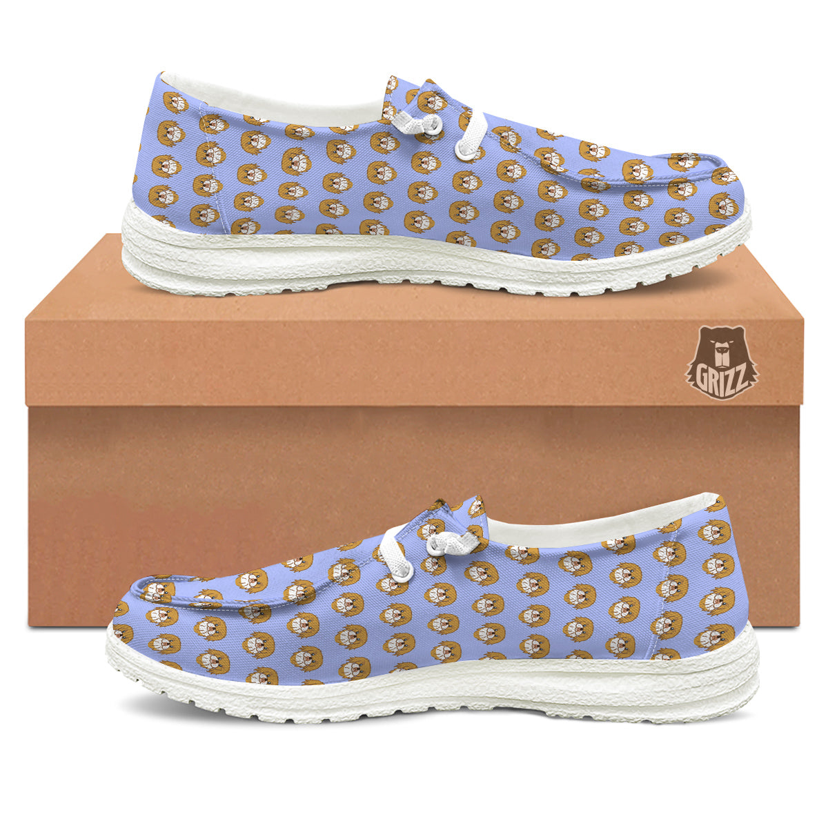 Shih Tzu Cute Print Pattern White Loafers-grizzshop