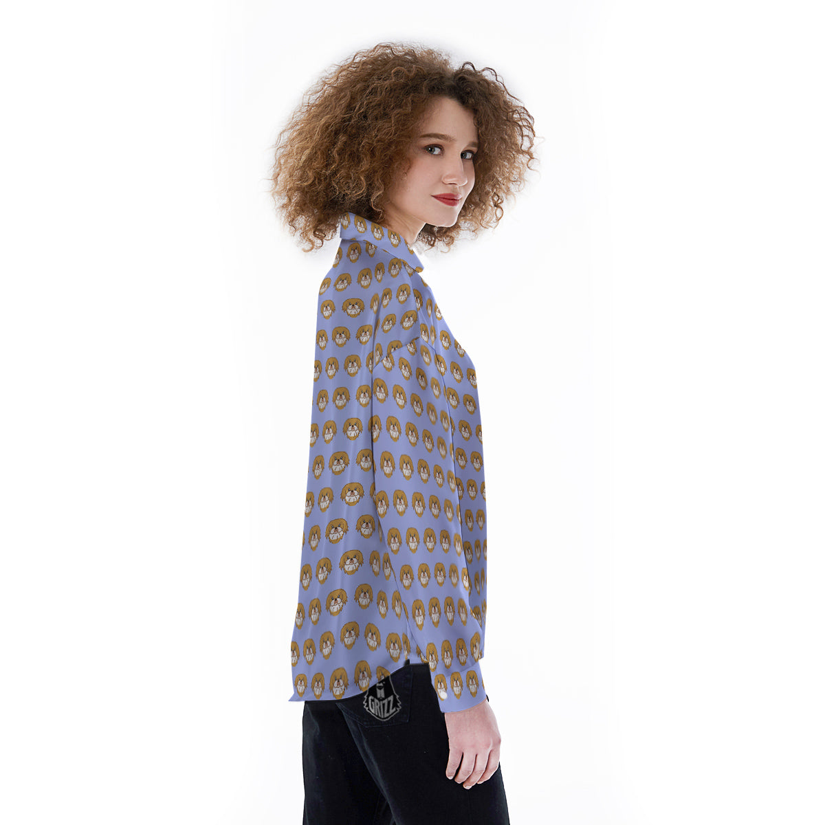 Shih Tzu Cute Print Pattern Women's Long Sleeve Shirts-grizzshop