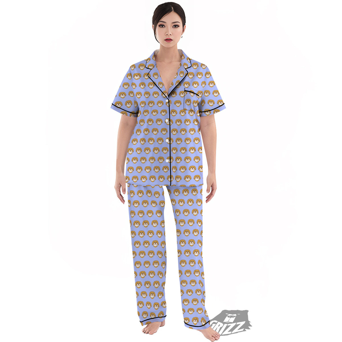 Shih Tzu Cute Print Pattern Women's Pajamas Set-grizzshop