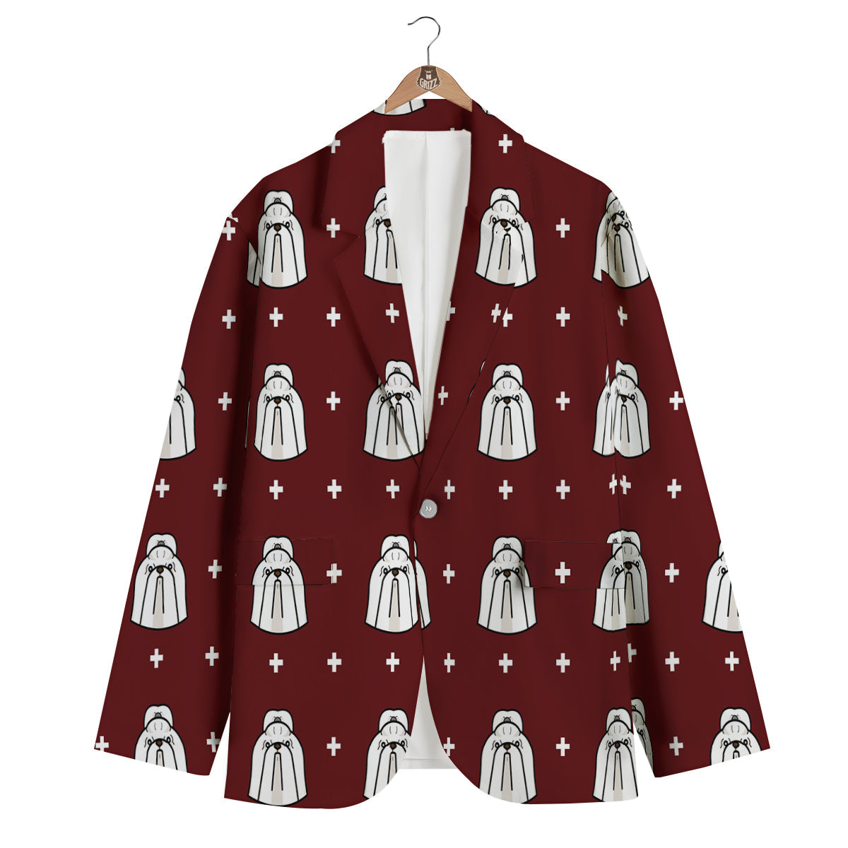 Shih Tzu Dog Pattern Print Men's Blazer-grizzshop