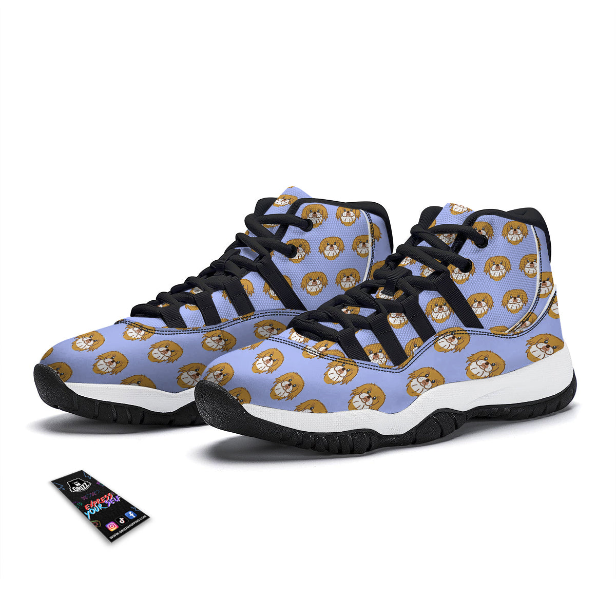 Shih Tzu Dog Print Pattern Black Bball Shoes-grizzshop