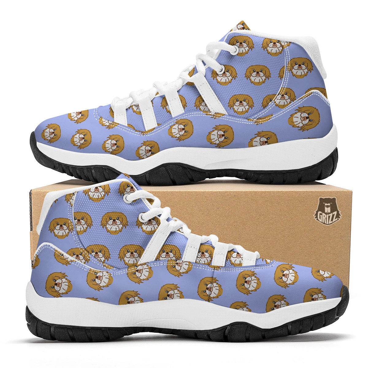 Shih Tzu Dog Print Pattern White Bball Shoes-grizzshop