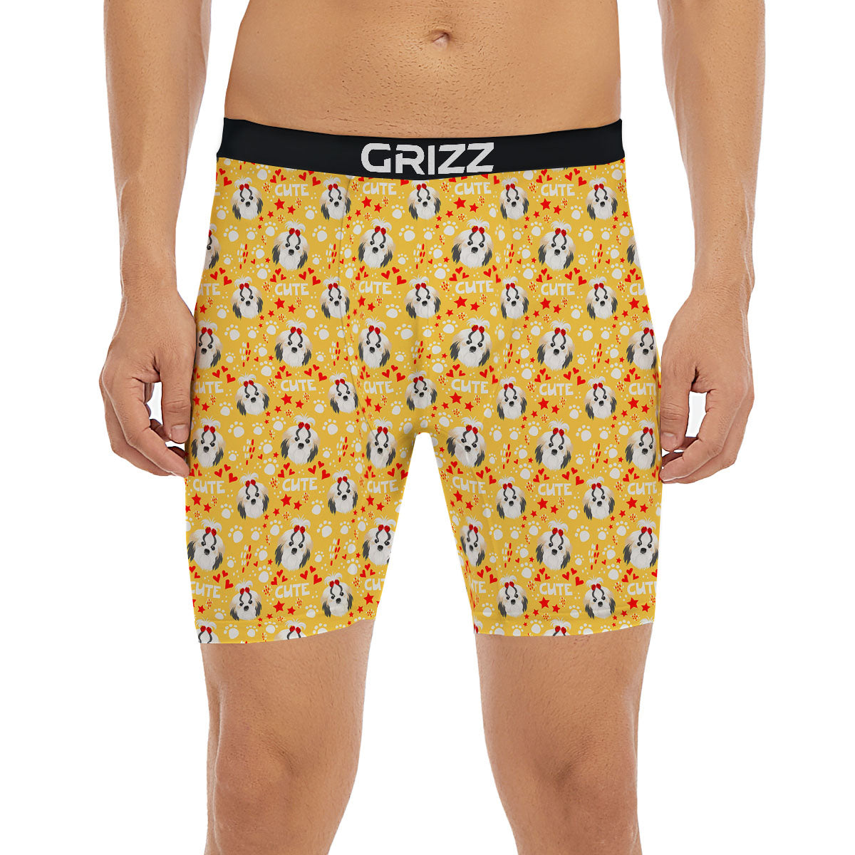 Shih Tzu Cartoon Print Pattern Boxer Briefs