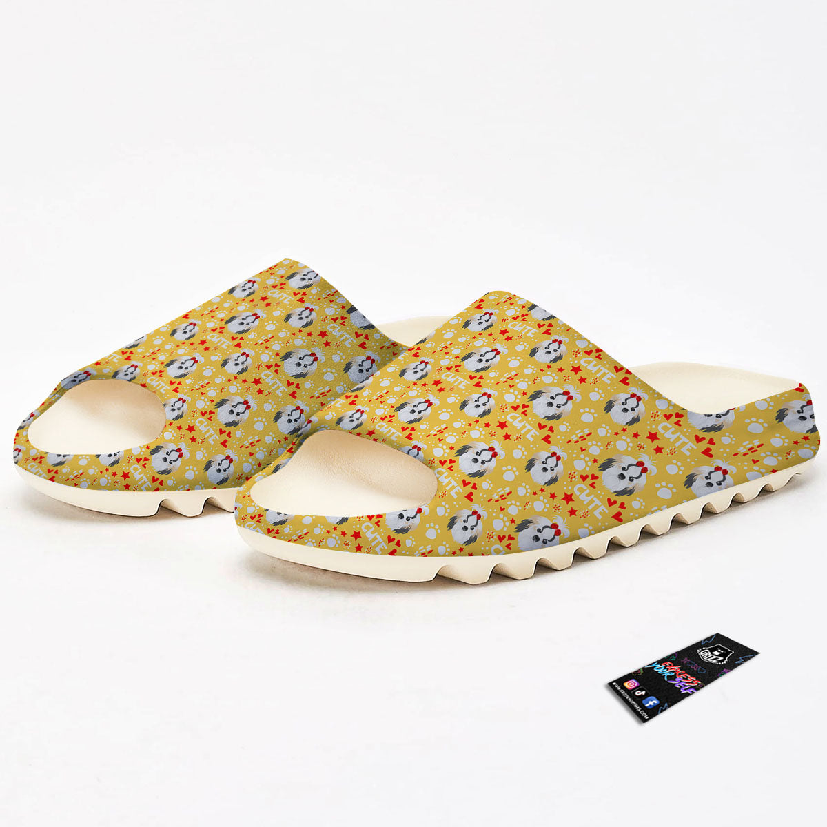 Shih Tzu Cartoon Print Pattern Sandals-grizzshop
