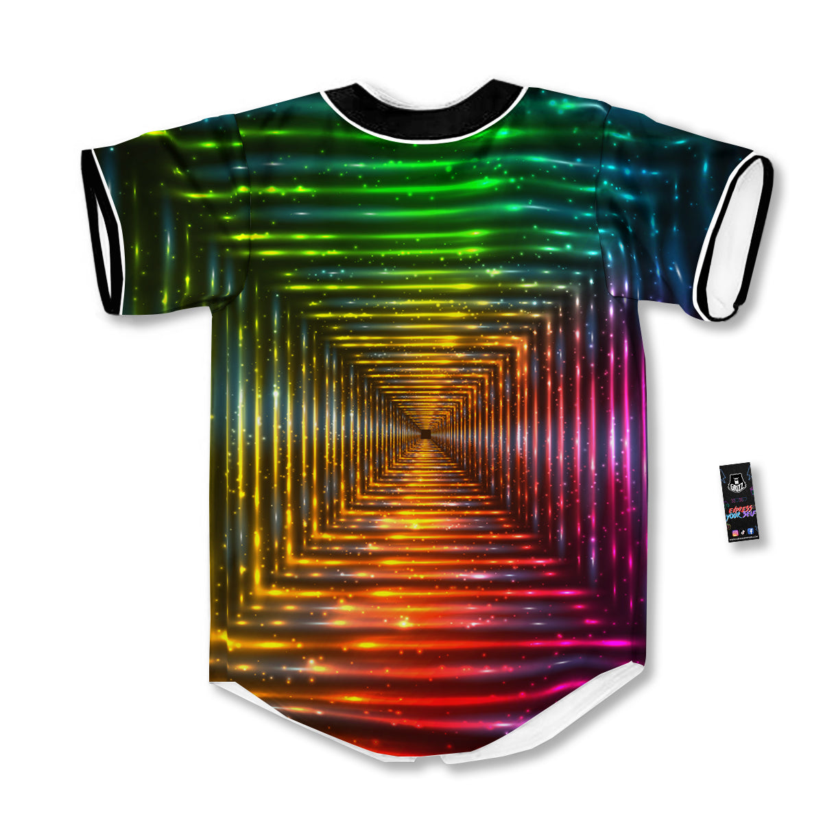 Shining Lights Rainbow Colors Neon Print Baseball Jersey-grizzshop
