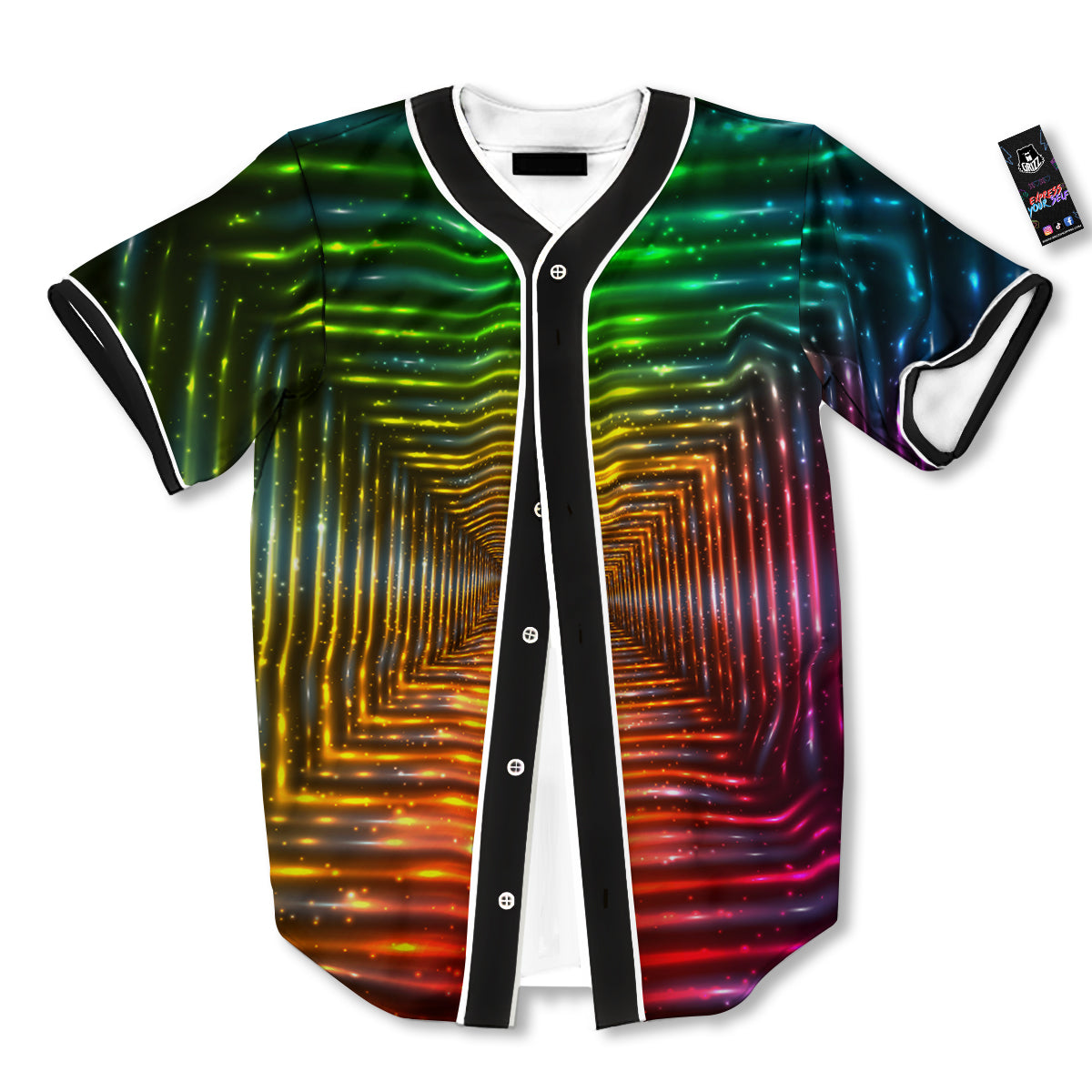 Shining Lights Rainbow Colors Neon Print Baseball Jersey-grizzshop