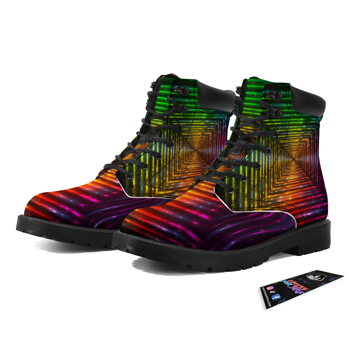 Shining Lights Rainbow Colors Neon Print Boots-grizzshop