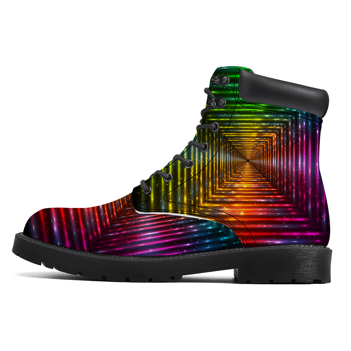 Shining Lights Rainbow Colors Neon Print Boots-grizzshop