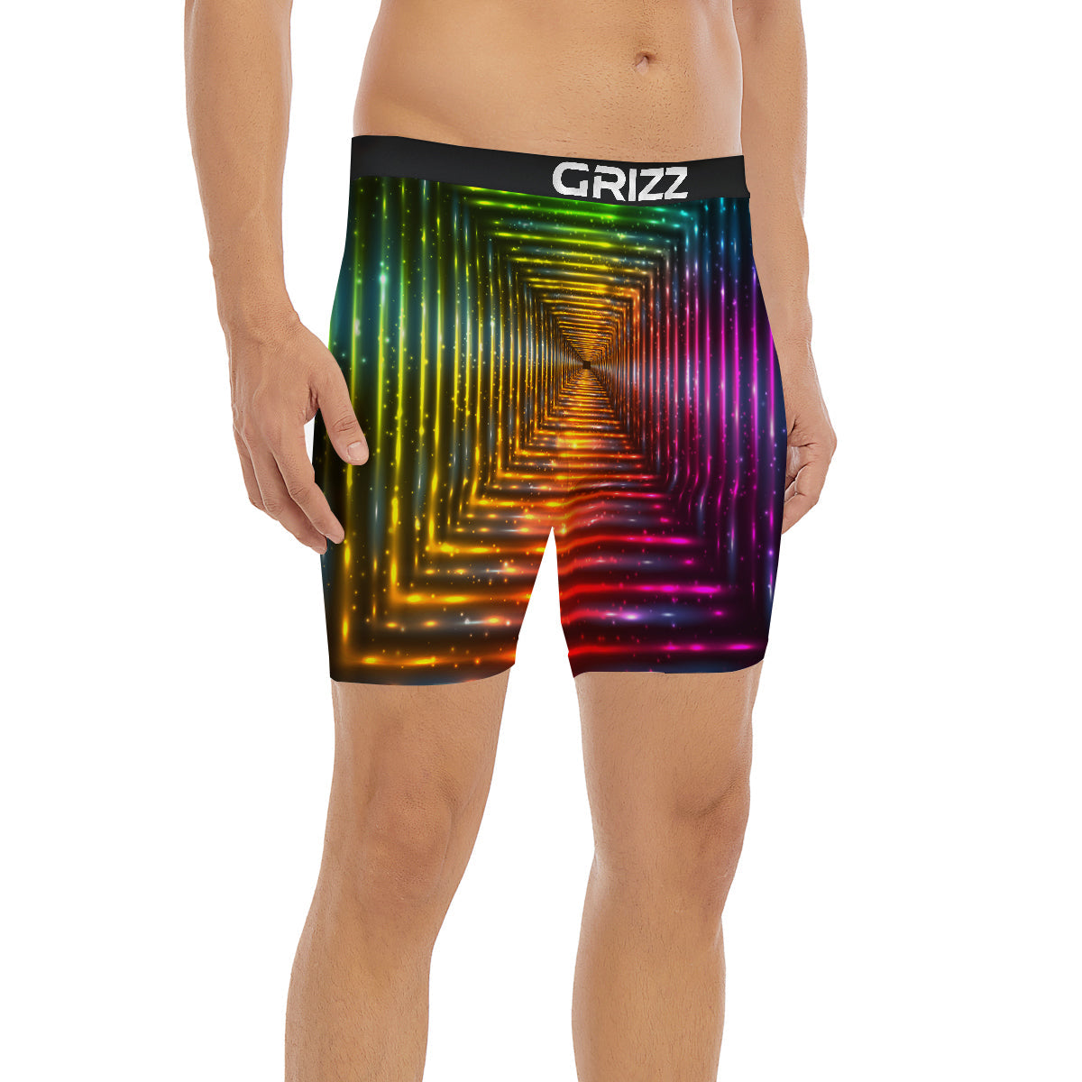 Shining Lights Rainbow Colors Neon Print Boxer Briefs-grizzshop